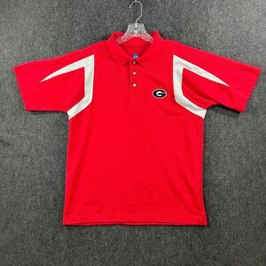 Vintage Georgia Bulldogs Polo Shirt Men's Medium Red White UGA Dawgs NCAA by KA